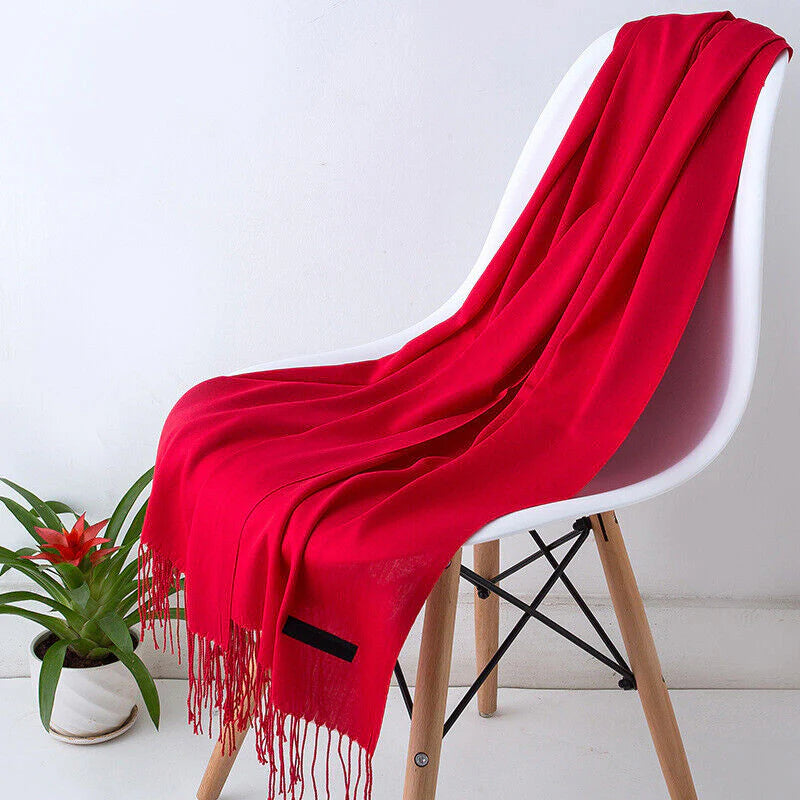 Écharpe En Cachemire Noir Avec Franges Pour Femme