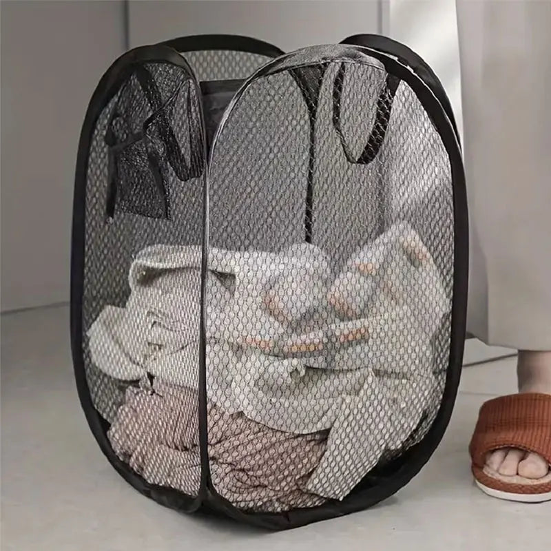 Mesh Pop-up Laundry Basket – Foldable & Large Capacity
