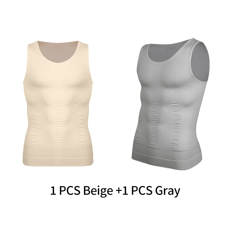 Mens Slimming Body Shaper Vest Shirt Abs Abdomen Slim Gym Workout Tummy Control Compression Tank Top Sleeveless Shapewear
